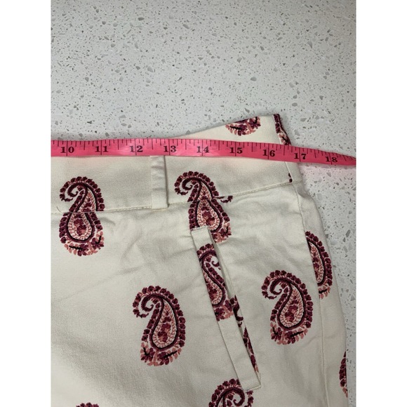 Ann Taylor LOFT Tan Red Paisley Cotton Blend Original Ankle Pants Size 4 - Picture 4 of 7